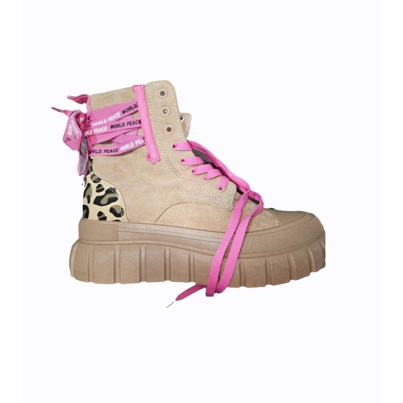 Bottines lacet rose