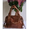 Sac tendance moyen croûte de cuir marron