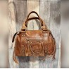 Sac tendance moyen croûte de cuir marron