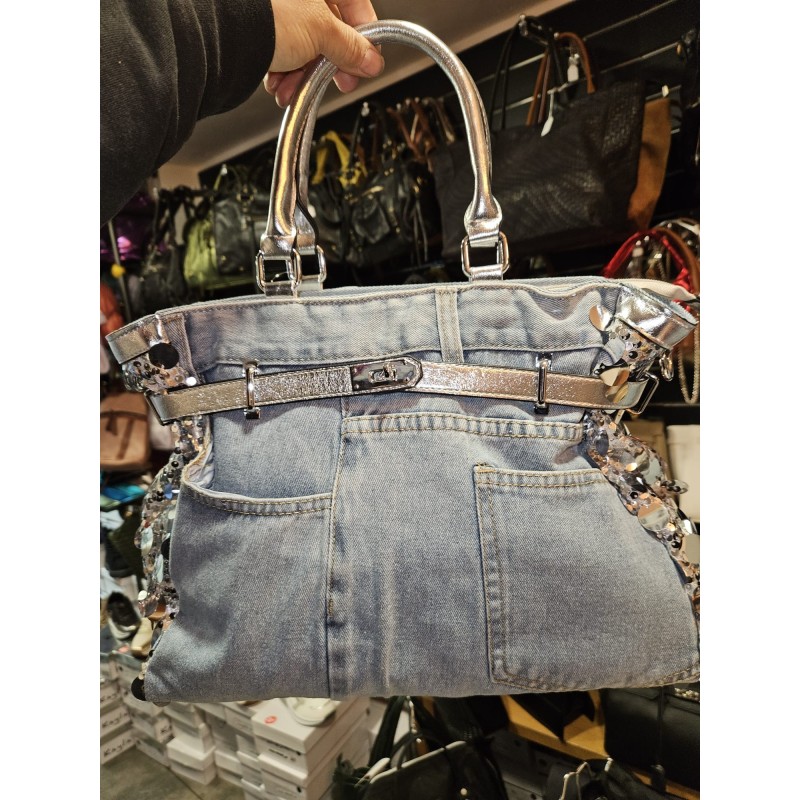 Sac denim à sequin argenté