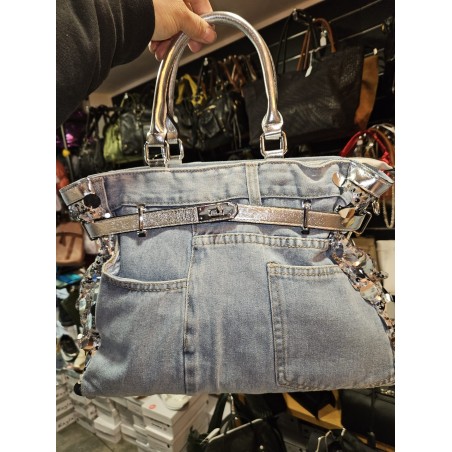 Sac denim à sequin argenté