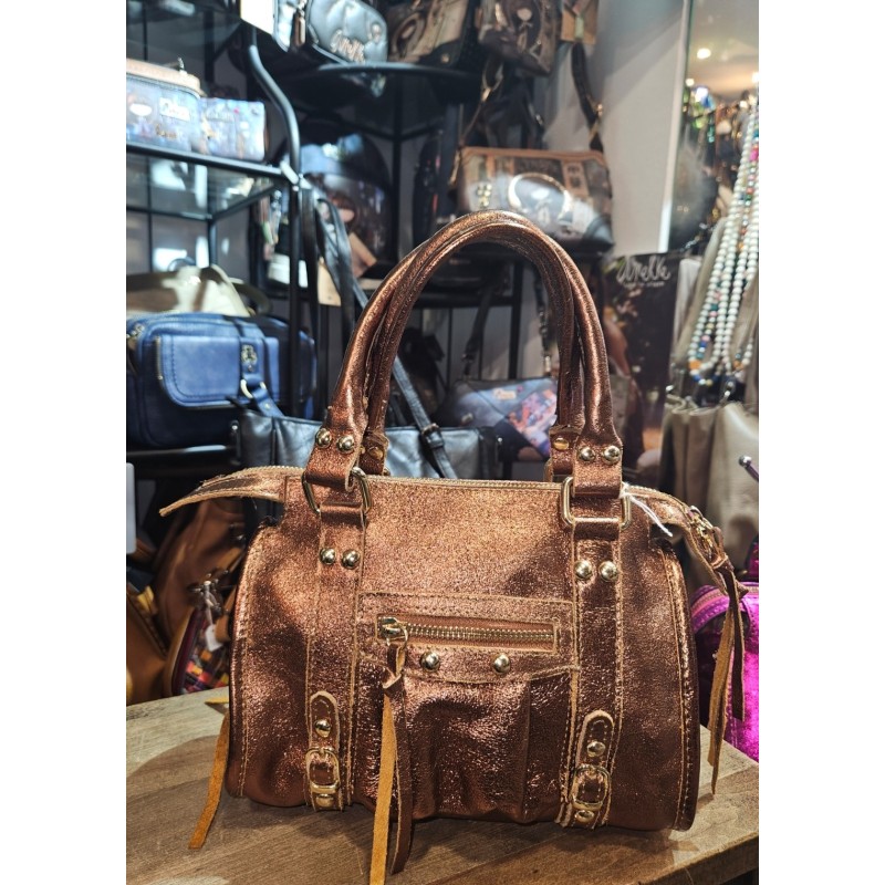 Petit Sac tendance cuir irisé choco