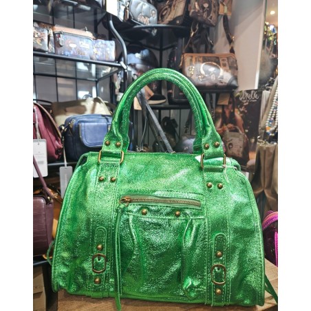 Sac tendance moyen cuir irisé vert