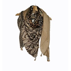 Foulard carré brun