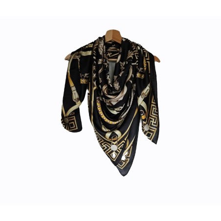 Foulard carré soie noir