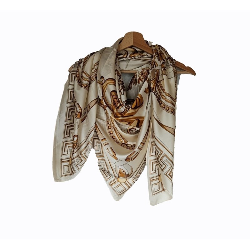 Foulard carré soie écru