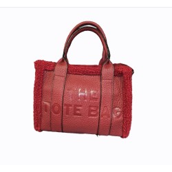 Petit sac Tote bag rouge bord poilu